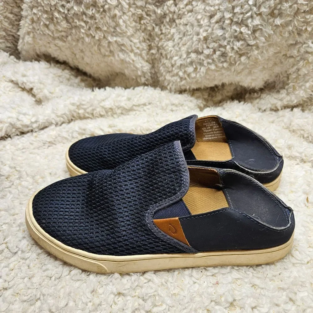 Olukai Pehuea‎ Navy Blue Mesh Top Slip-on Flats sz 9